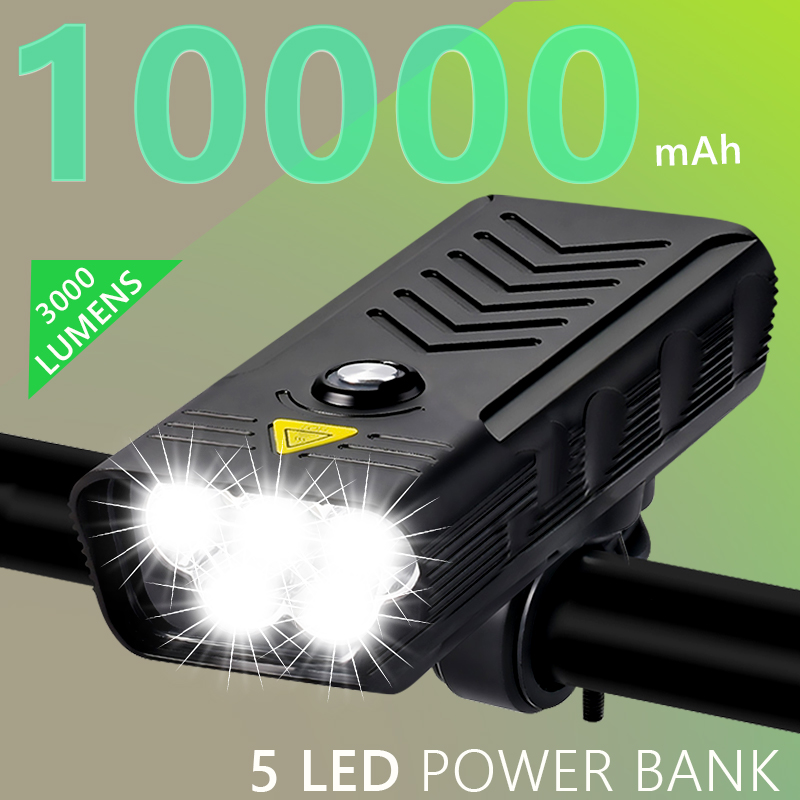 10000mAh 5 T6 xe đạp ánh sáng USB có thể sạc lại 3 L2 hiển thị kỹ thuật số