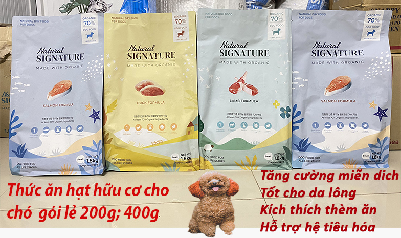 Gói lẻ thức ăn hạt hữu cơ cho chó Natural Signature