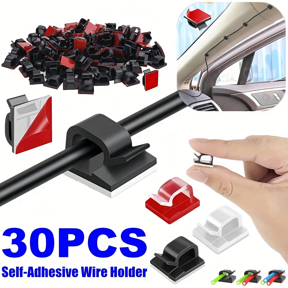 ciou123 30pcs Adhesive Wire Cord Cable Holder, Tie Clip Organizer