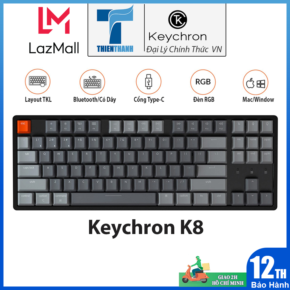 Bàn Phím Cơ Không Dây Keychron K8 - Chính Hãng Phân Phối