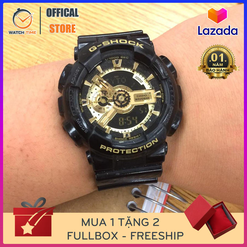 Đồng hồ thể thao nam G-Shock GA110 Gold Black kim điện tử chống nước đa năng phong cách mạnh mẽ - Bảo Hành 12 tháng