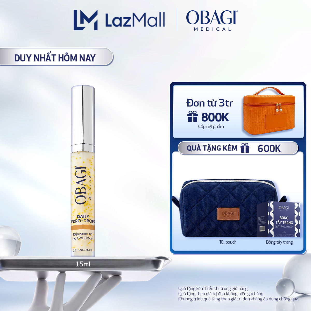 Kem dưỡng mờ nếp nhăn vùng mắt Obagi Medical Daily Hydro-Drops Rejuvenating Eye Gel Cream 15ml