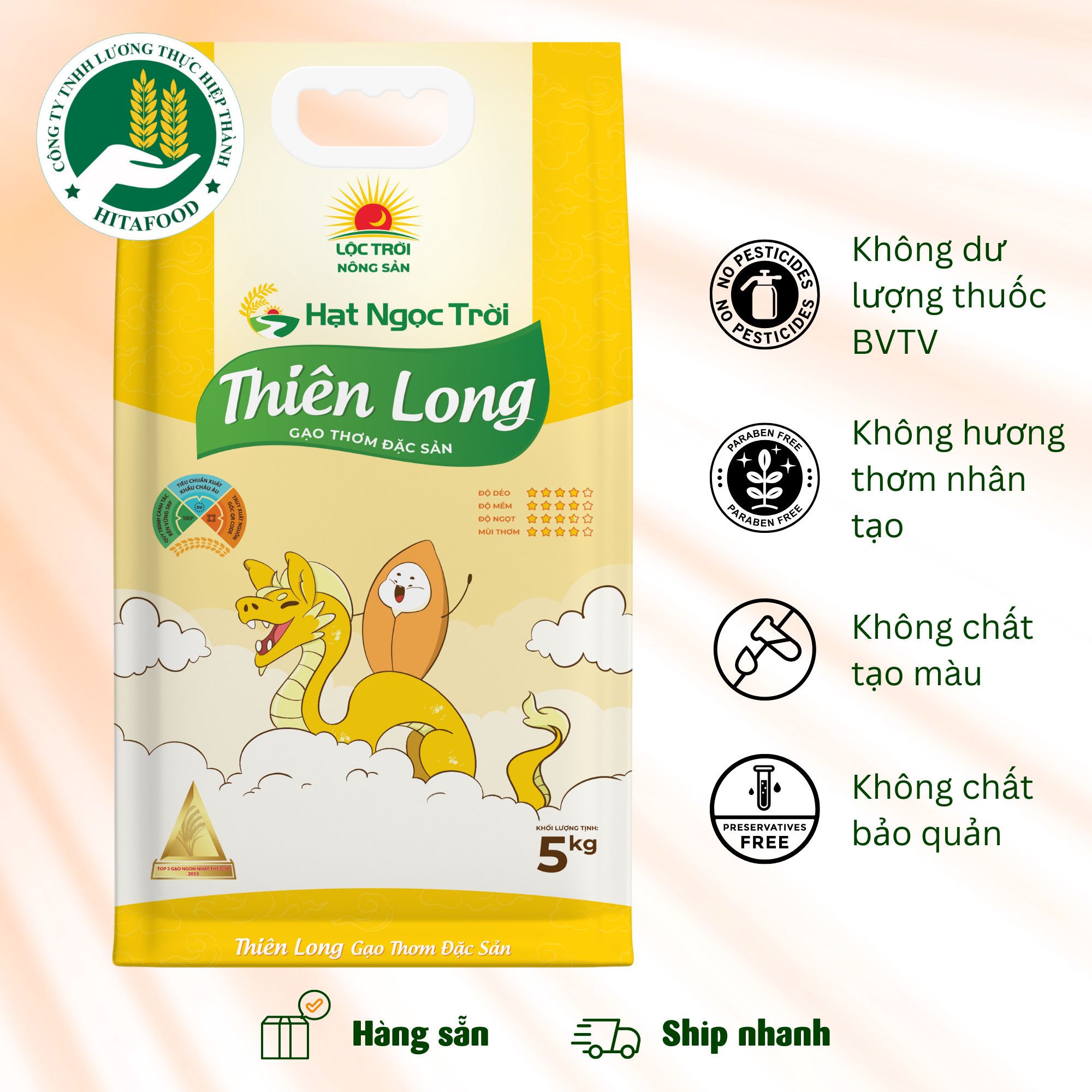 Gạo Thiên Long xốp, mềm của Tập đoàn Hạt Ngọc Trời 5kg