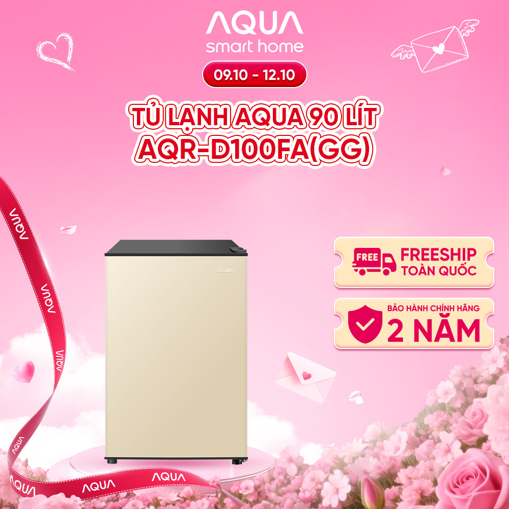 [SẢN PHẨM MỚI 2025] Tủ lạnh Aqua 90 lít AQR-D100FA(GG) - Màu be - Freeship toàn quốc