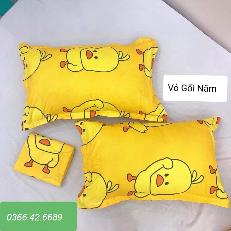 Vỏ gối nằm người lớn mẫu chú Vịt Vàng, áo gối đầu poly cotton, bao gối 45x65cm nhiều mẫu đẹp có khoá kéo