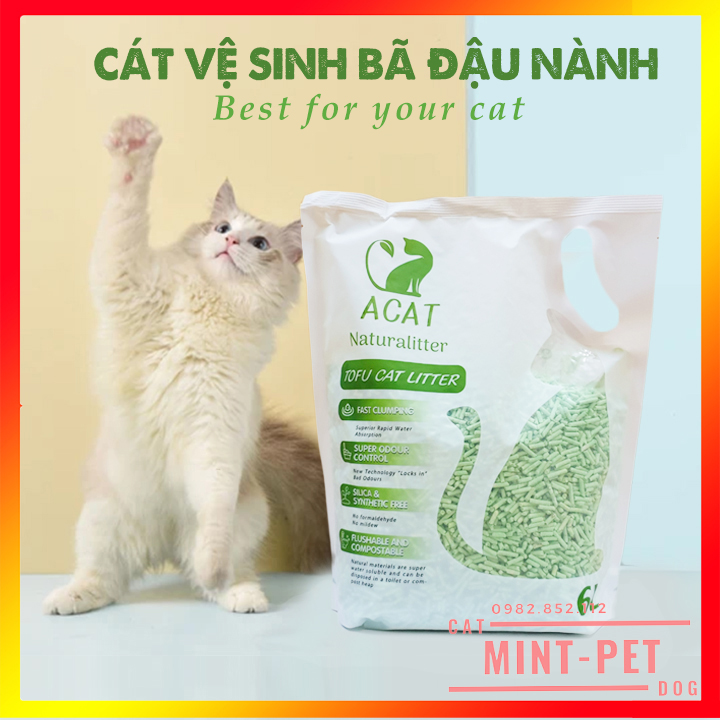 Cát Vệ Sinh Đậu Nành Cho Mèo Petland và Acropet Cat Tofu Xả Được Trong Toilet #MintPet
