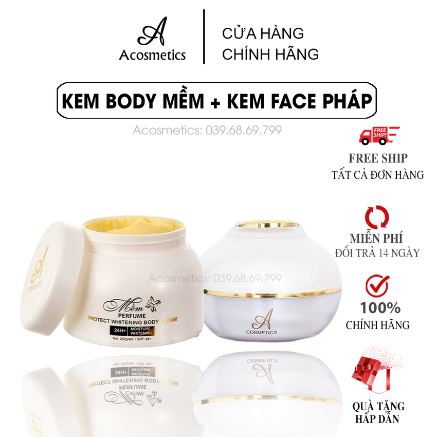 [ COMBO 2 Món ] Kem Face Pháp + Kem BODY Mềm Nước Hoa  - Trắng da Mờ Thâm NÁM Tàn Nhang, Dưỡng Ẩm cho da