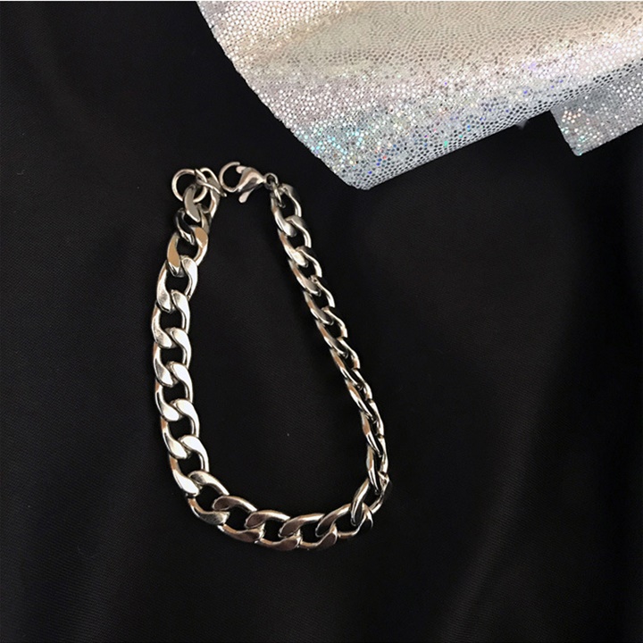 Vòng tay, lắc tay xích trơn bản dẹp đơn giản phong cách unisex - vani store