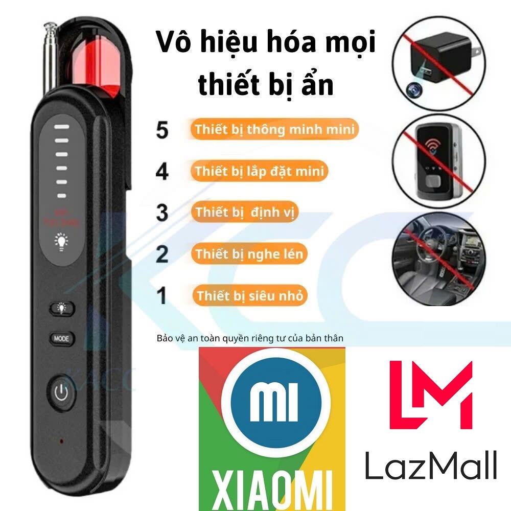 Xiaomi LazMall Quốc Tế Máy Dò Camera Di Động T01 - Thiết Bị Phát Hiện Sóng Wifi Theo Dõi, GPS, Camera, Độ Nhạy Cao, Máy Dò Camera Thiết Bị Phát Hiện Định Vị, Ghi Âm Để Yên Tâm Tận Hưởng Không Gian An Toàn Và Riêng Tư Tuyệt Đối.