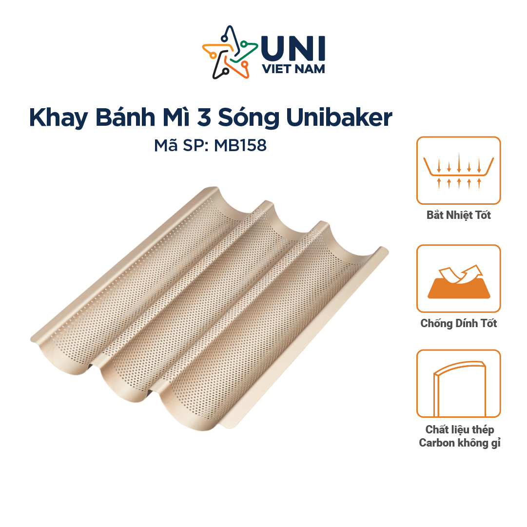 Khay bánh mì chống dính 3 sóng Unibaker MB158