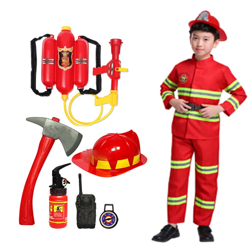 ✅ quần áo cứu hỏa trẻ em. trang phục hóa trang lính cứu hỏa cho bé từ 3-12 tuổi