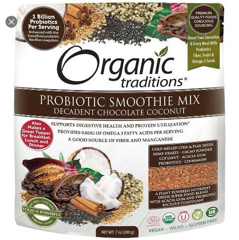 Bột lợi khuẩn dừa socola hữu cơ Organic Tradiditions (200g)