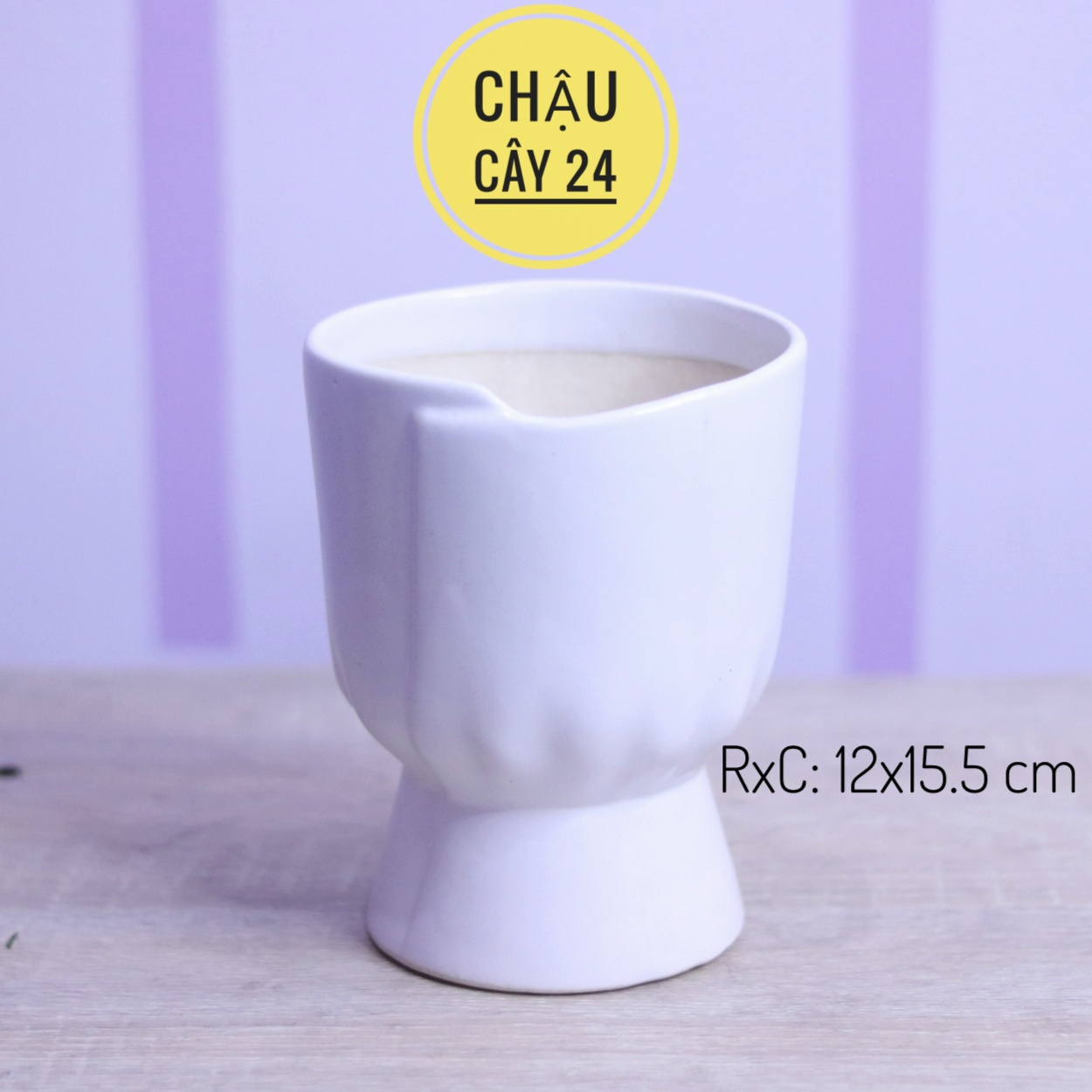 Bình hoa sứ cắm trang trí hoa sáp, hoa lụa, decor để bàn hình ly nơ