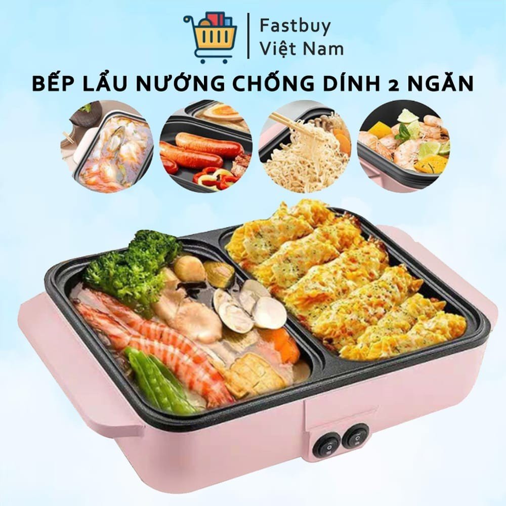 [Voucher 7% Max 800K]Bếp Nướng Lẩu 2IN1 Hàn Quốc, Nồi lẩu Nướng Mini ,Bếp Điện Đa Năng ,Nồi Đôi Nướng Và Lẩu Thông Minh Tiện Dụng
