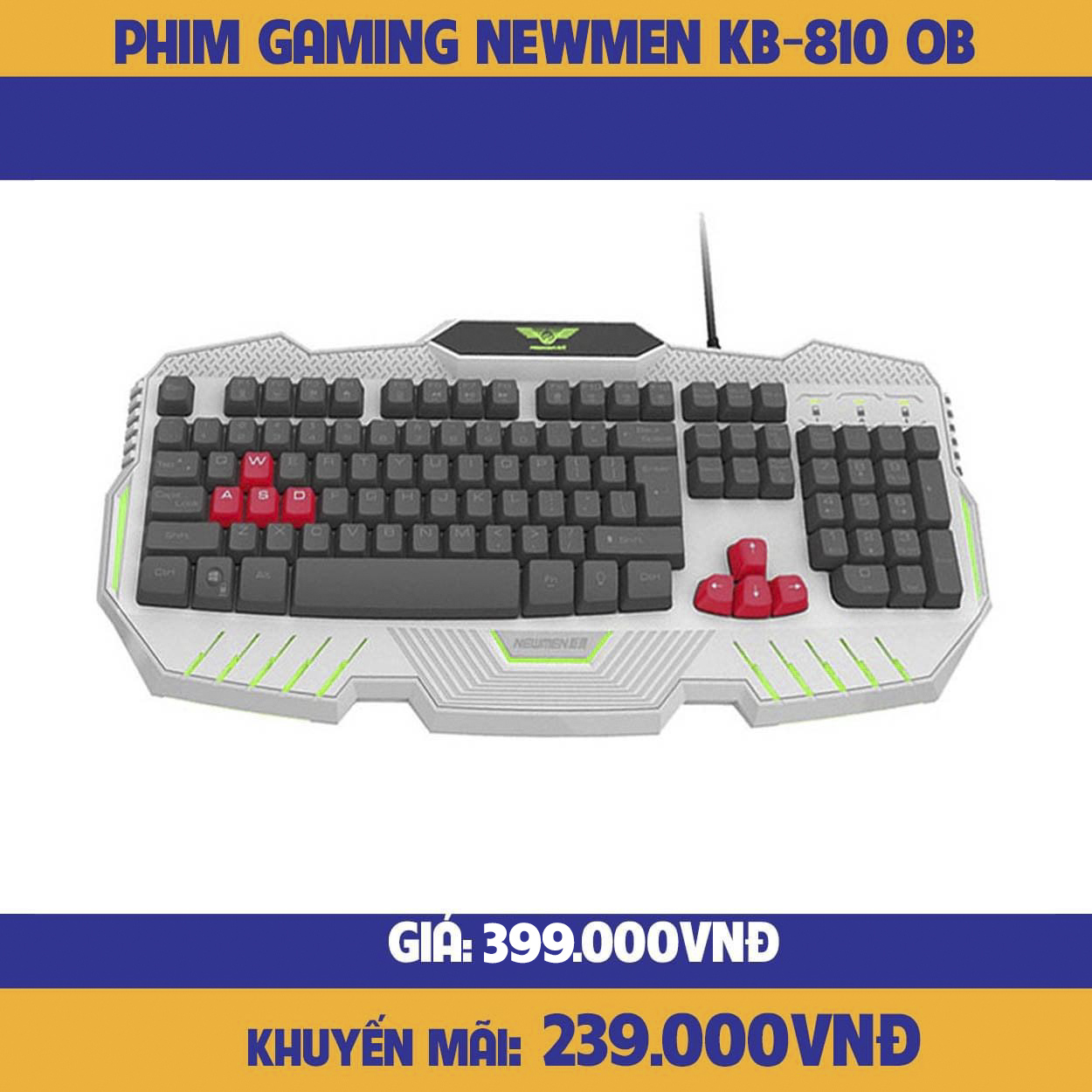 Bàn phím gaming newmen kb810 0b trắng