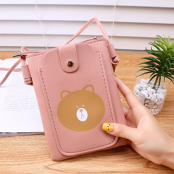 Túi đựng điện thoại hình mặt gấu Pu siêu xinh-TXN107 bhl2491