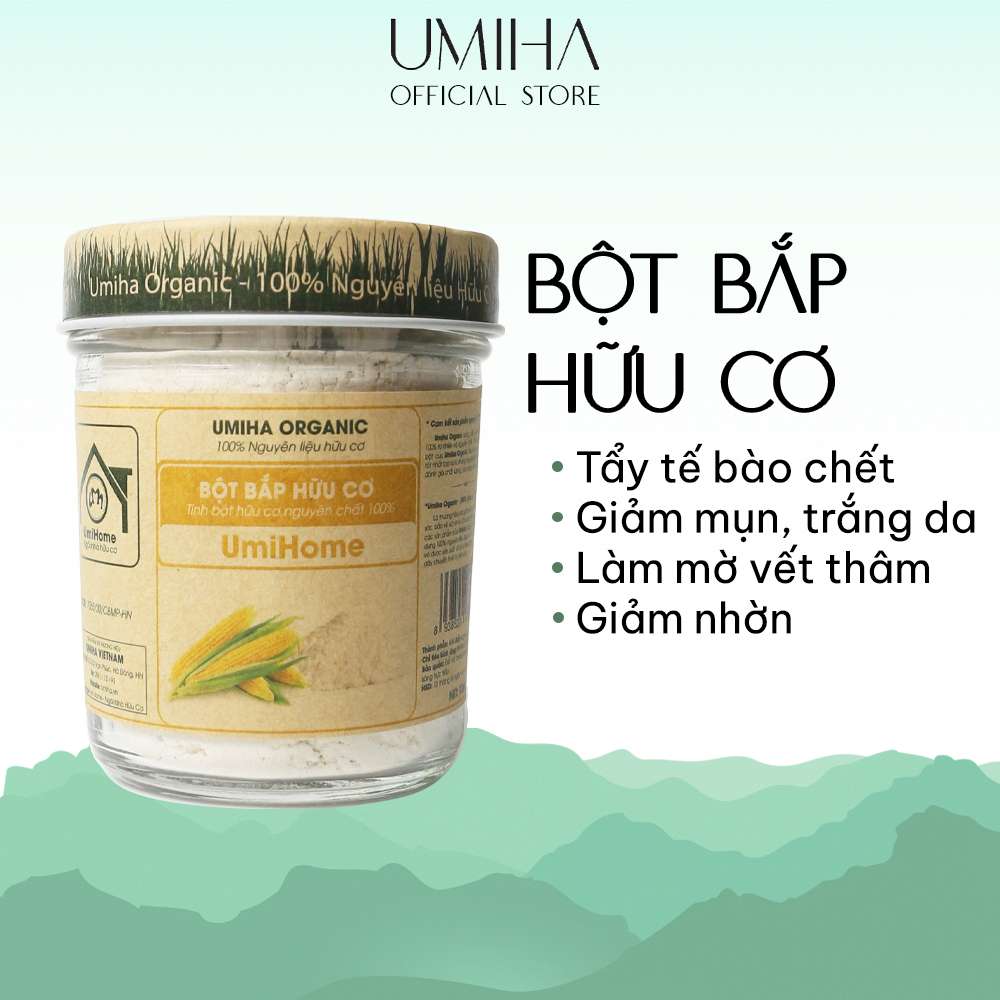Bột Bắp làm đẹp hữu cơ UMIHOME nguyên chất 135G | Đắp mặt nạ làm trắng da, loại bỏ mụn thâm nám hiệu quả