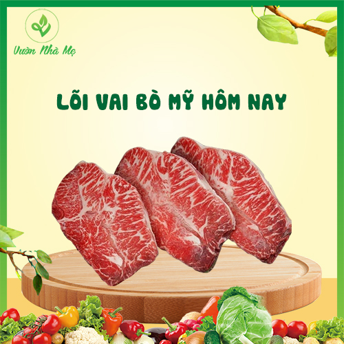 [Giao nội thành Hà Nội] Lõi vai bò Mỹ cắt lát Vườn Nhà Mẹ - Khay 500g bò Beefsteak (Bít tết) hút chân không - Thực phẩm tươi, sạch, chuẩn VietGap