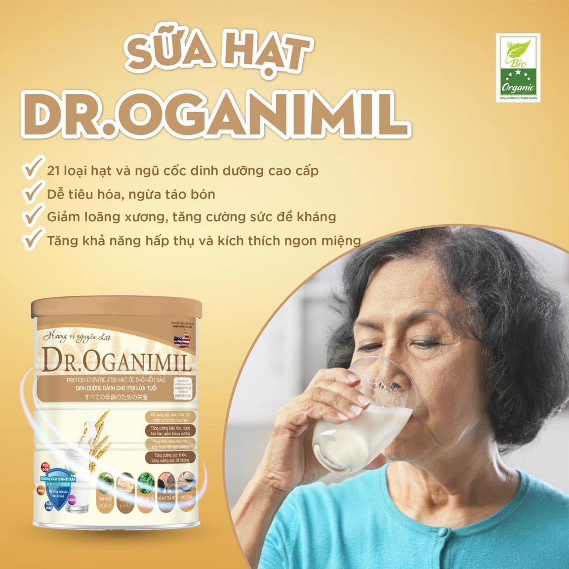 [freeship, mua 2 tặng 1 quà] sữa hạt organic 800gr dr.oganimil, thực dưỡng lợi sữa cho mẹ bầu và sau sinh, bổ sung dinh dưỡng cho người ăn chay, tiểu đường. 1