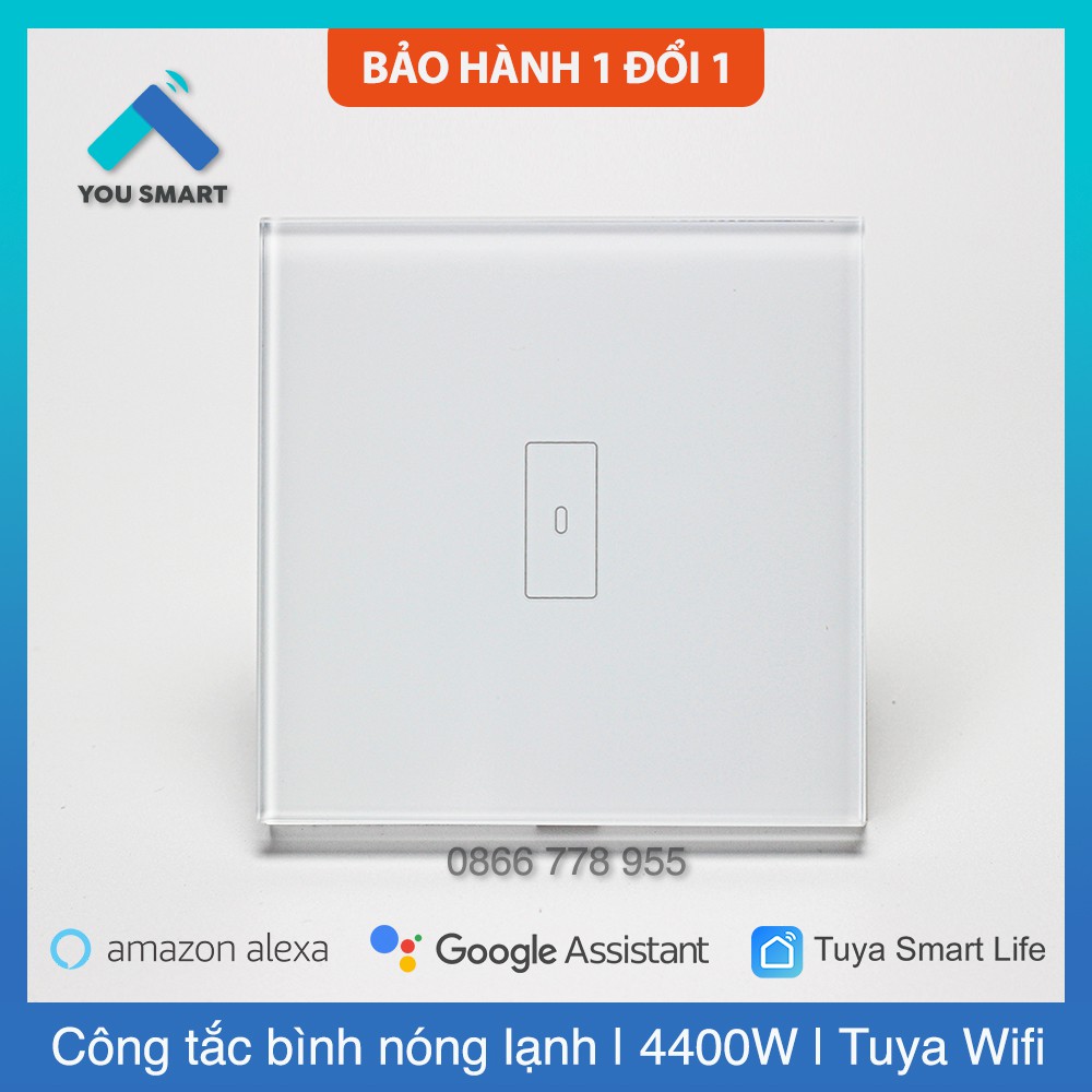 Công Tắc Bình Nóng Lạnh VUÔNG Wifi Tuya Công Suất Cao 20A - 4400W.