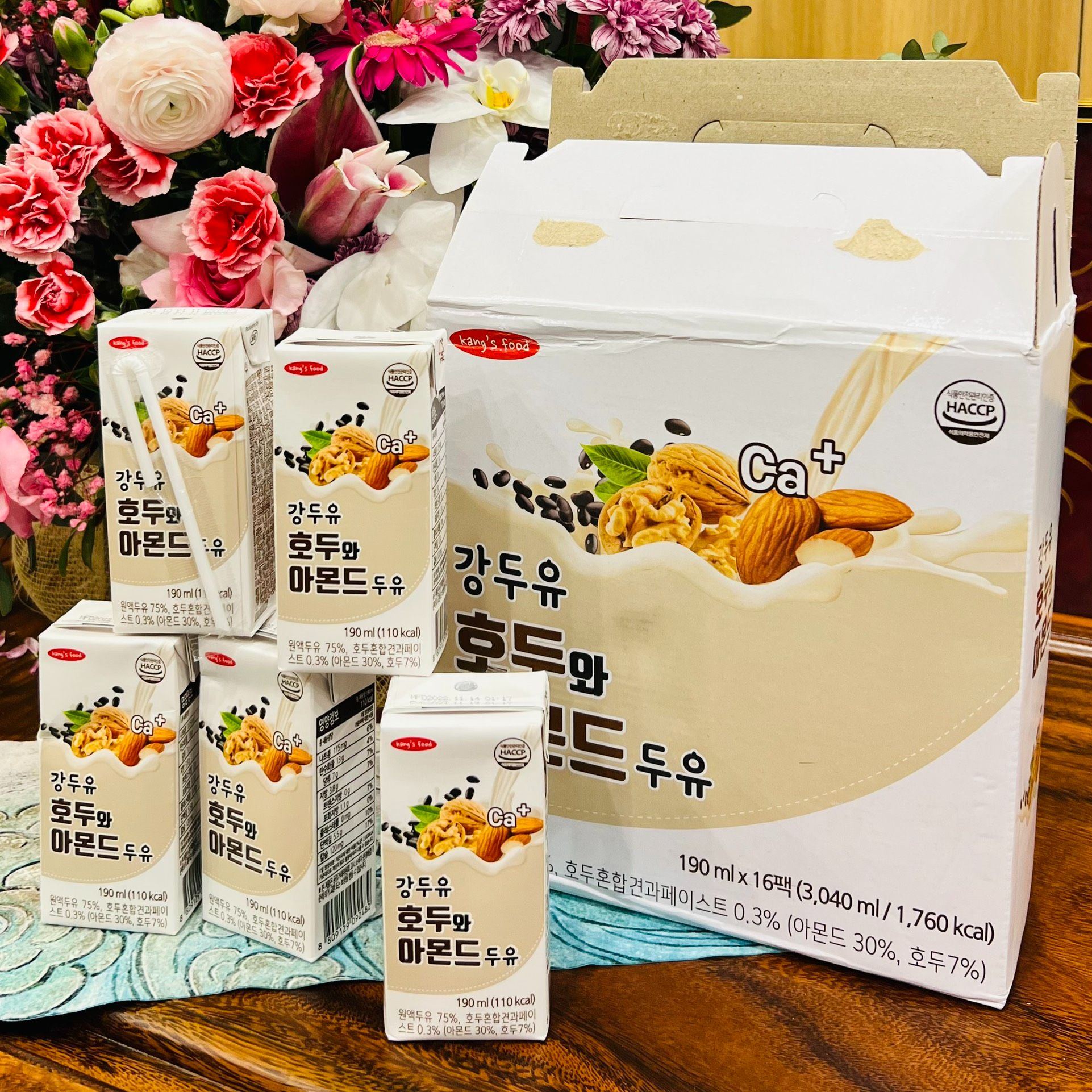 THÙNG 16 HỘP - Sữa Hạt Óc Chó Hạnh Nhân Đậu Đen Kang's Food Hàn Quốc 190ML