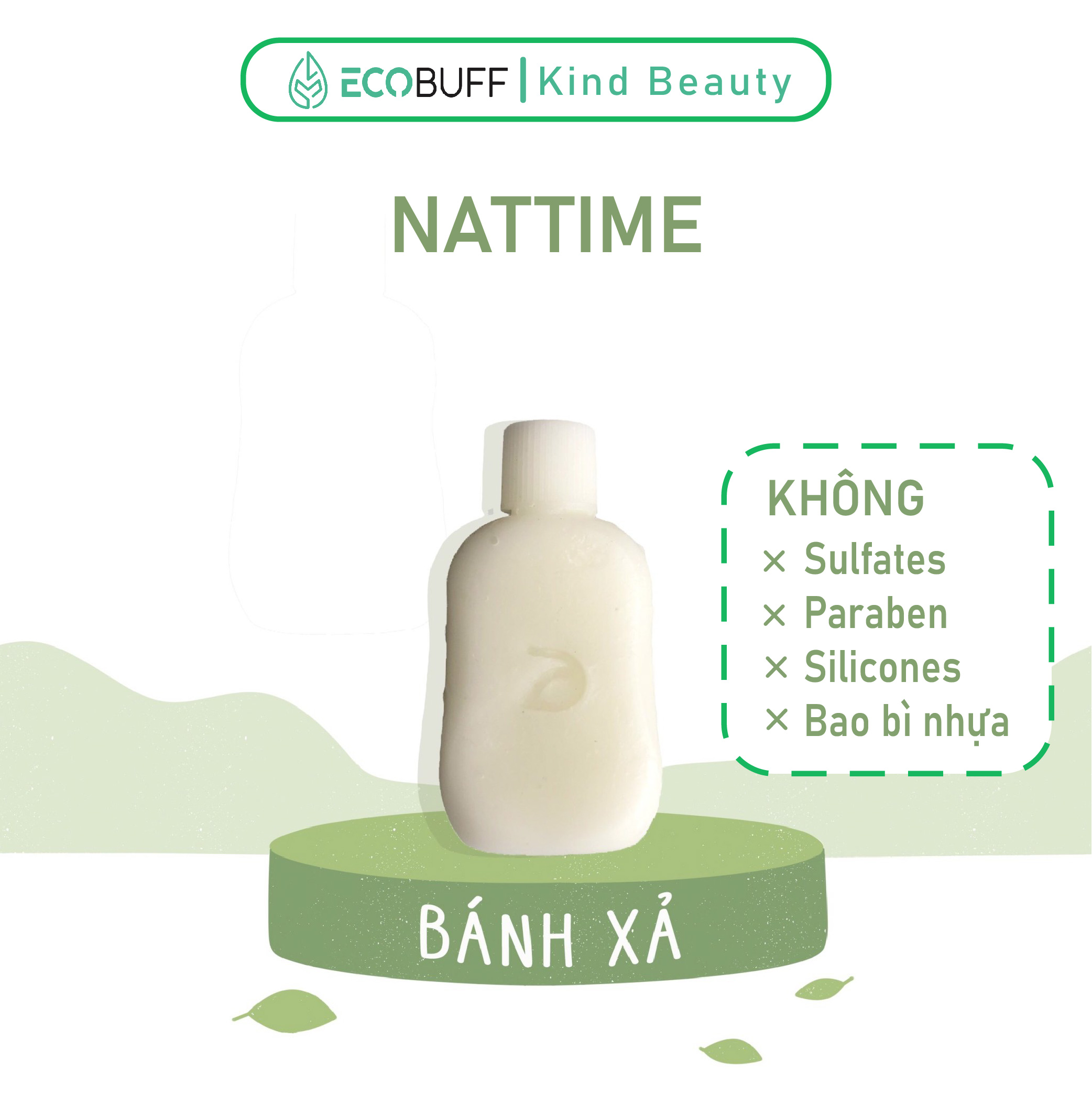 Dầu xả thiên nhiên lành tính làm mềm tóc dạng bánh Nattime phục hồi hư tổn chiết xuất bơ shea B5 - Handmade | Ecobuff