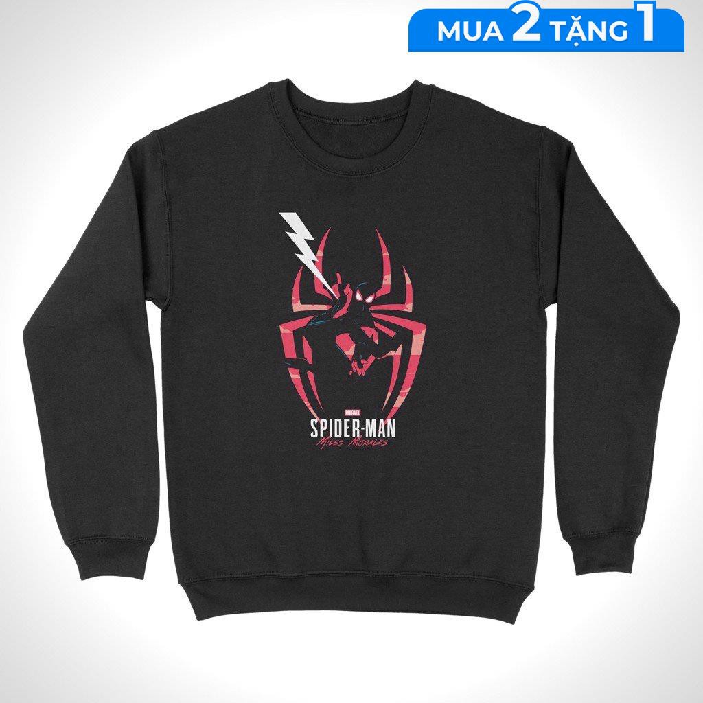 Áo sweater marvel's spider-man: miles morales - bắn tơ unisex the next level, cotton 100% nam nữ - sw0022