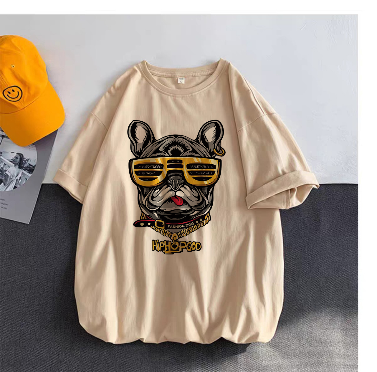 Áo thun nam tay lỡ in họa tiết chú chó siêu ngầu cực hot - ATNN117