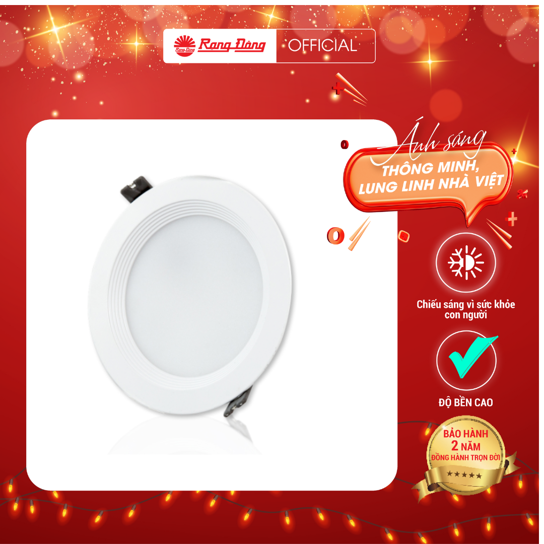 Đèn LED âm trần Downlight đổi màu AT02L ĐM 90/7W Chính hãng Rạng Đông Siêu tiết kiệm điện Dễ dàng lắp đặt Tuổi thọ cao Cho dải ánh sáng đẹp