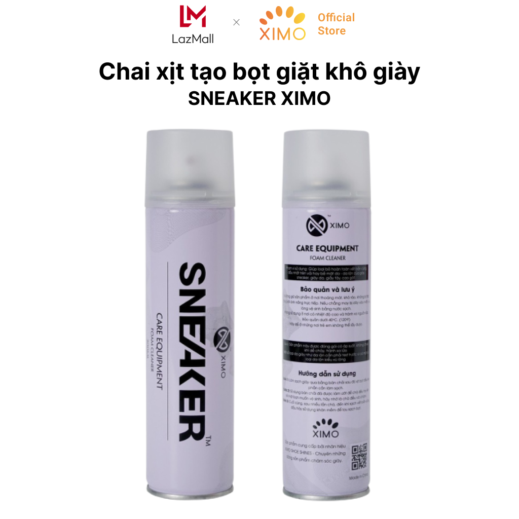 Chai xịt tạo bọt vệ sinh giày ximo cao cấp 300ml xvsg02