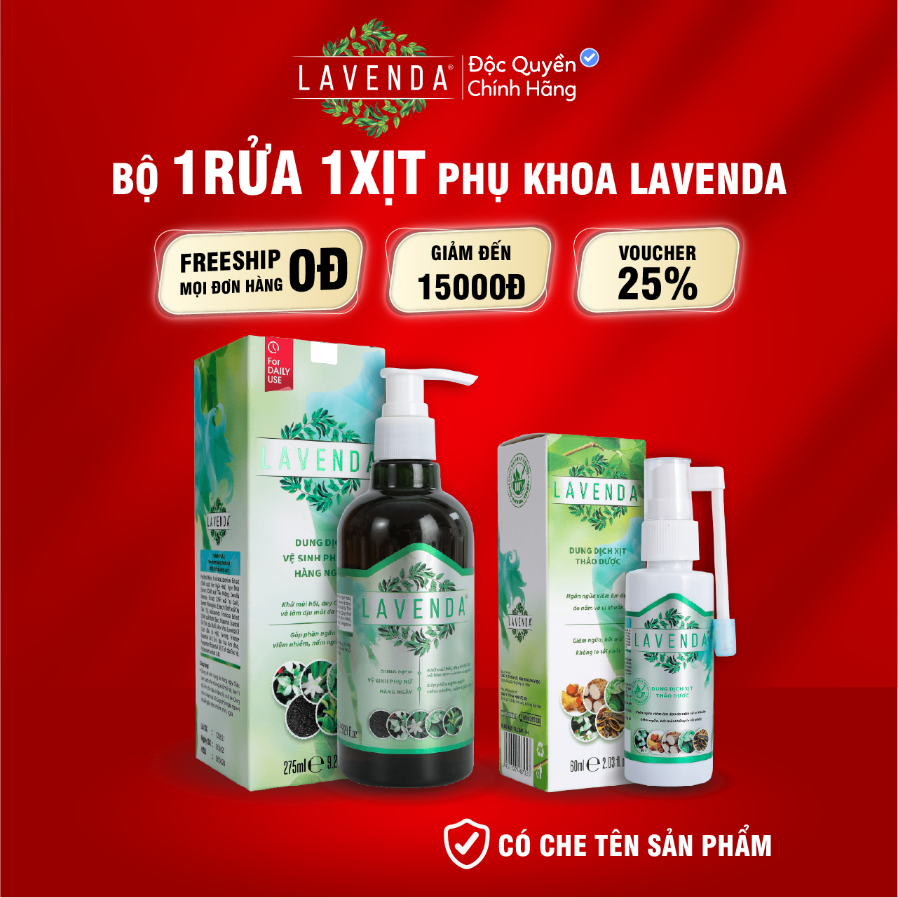 Combo lavenda khử nấm ngứa, khử mùi hôi, khí hư, huyết trắng