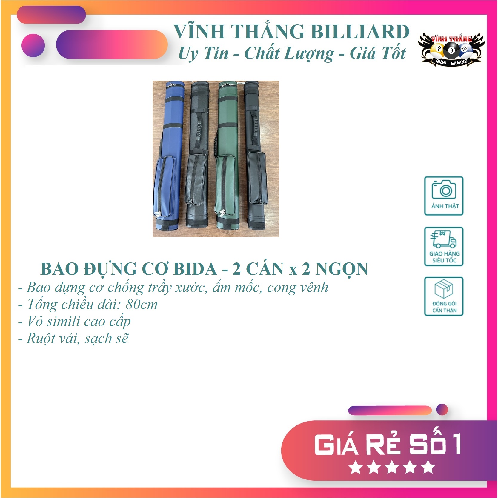 Bao cơ bida - 2 cán 2 ngọn