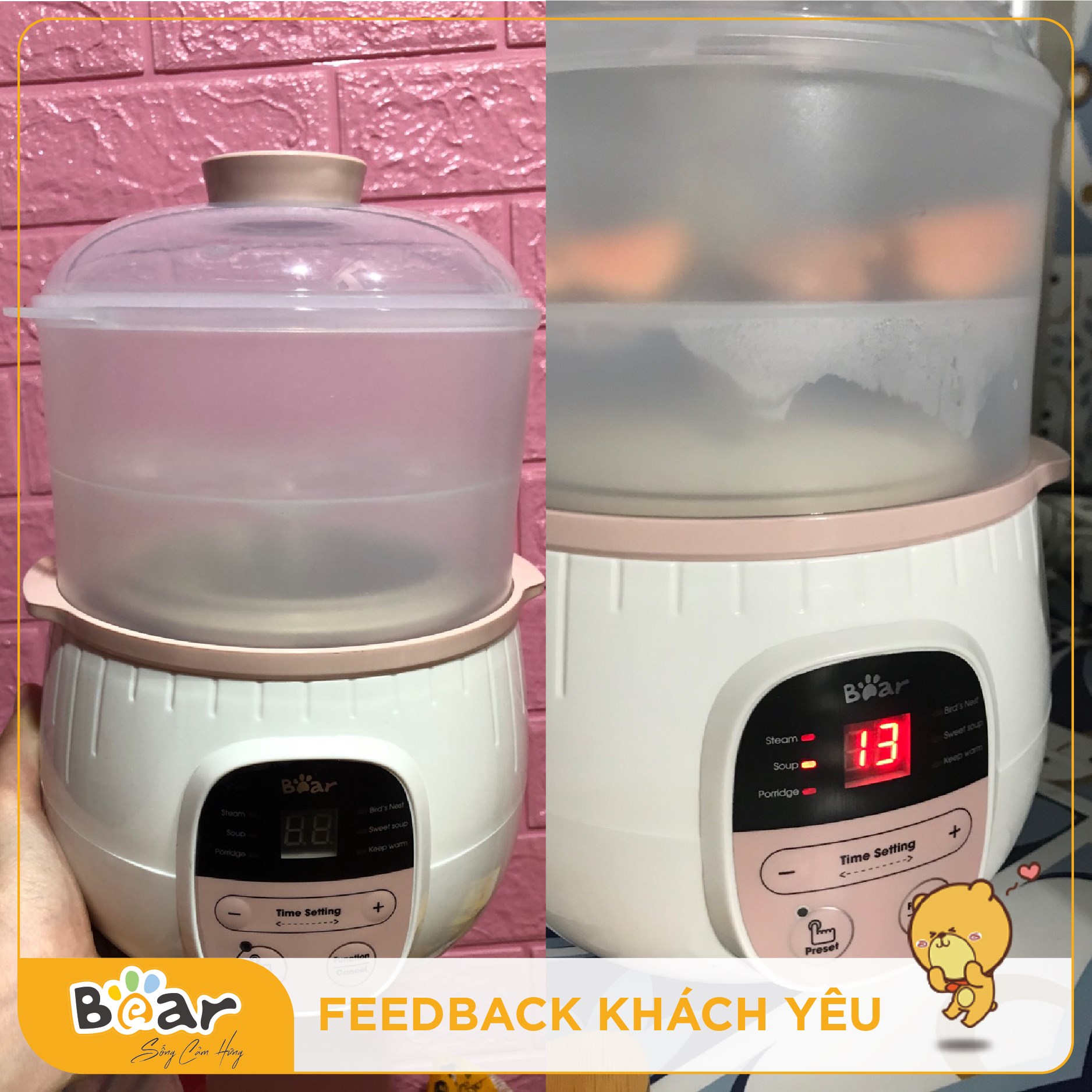[TẶNG LỒNG HẤP] Nồi nấu cháo chậm - ăn dặm cho bé ninh hầm cách thuỷ có thể vừa nấu cháo vừa hấp củ quả