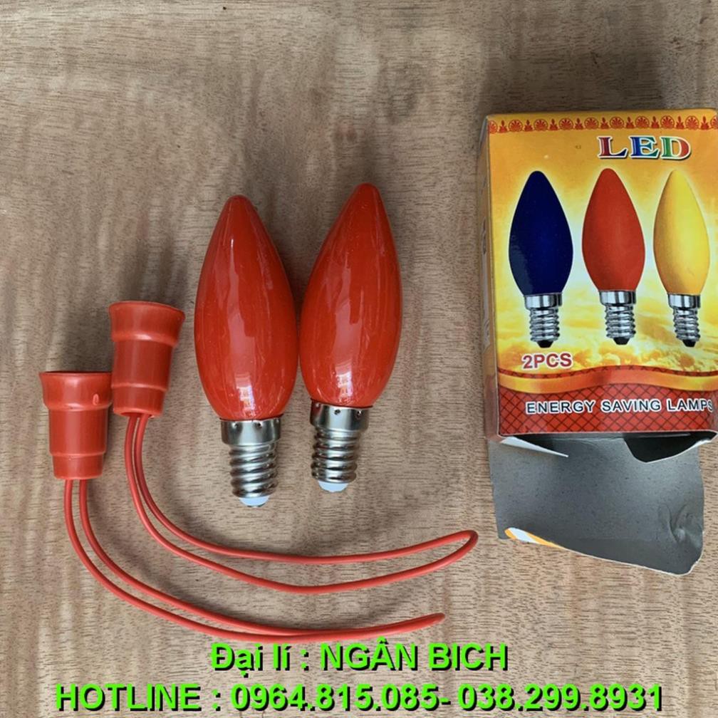 (GIÁ RẺ) Bóng Điện , Đui đèn , Đèn thờ quả nhót led E12 và E14 đẹp màu đỏ