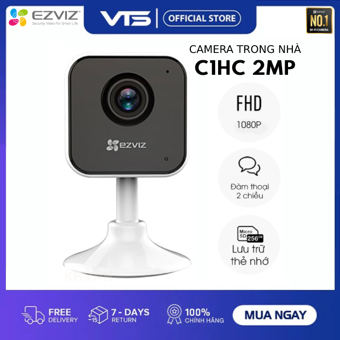 [FREESHIP] Camera WIFI EZVIZ C1HC 2MP, H1C 2MP Type C (Mã nâng cấp C1HC 2MP), Góc Rộng 108 Độ, Đàm Thoại 2 Chiều, Phát Hiện Chuyển Động, Chuẩn nén H.265 - VTS SmartHome