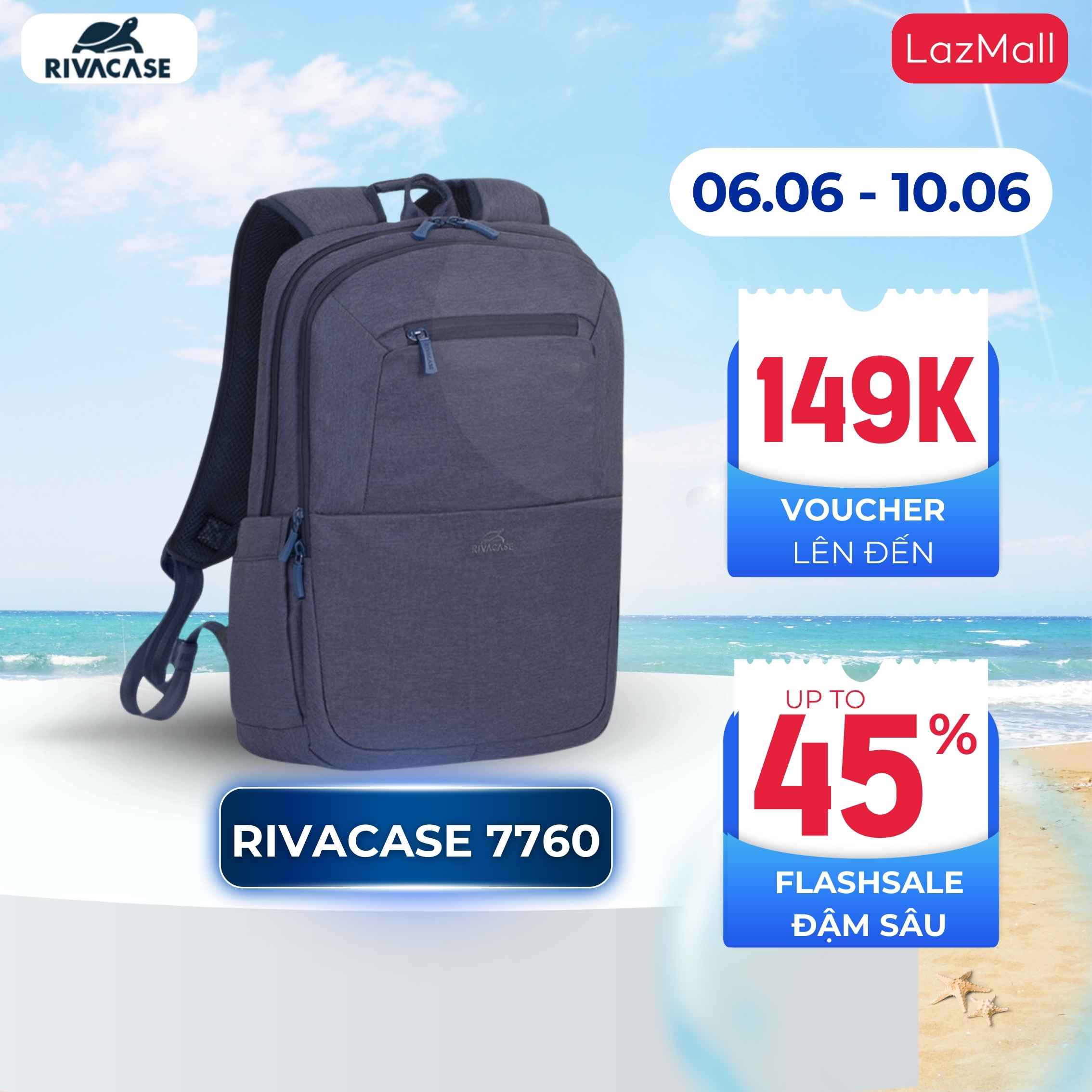 Ba Lô Laptop Thời Trang Rivacase 7760 15.6 inch - Hàng Chính Hãng