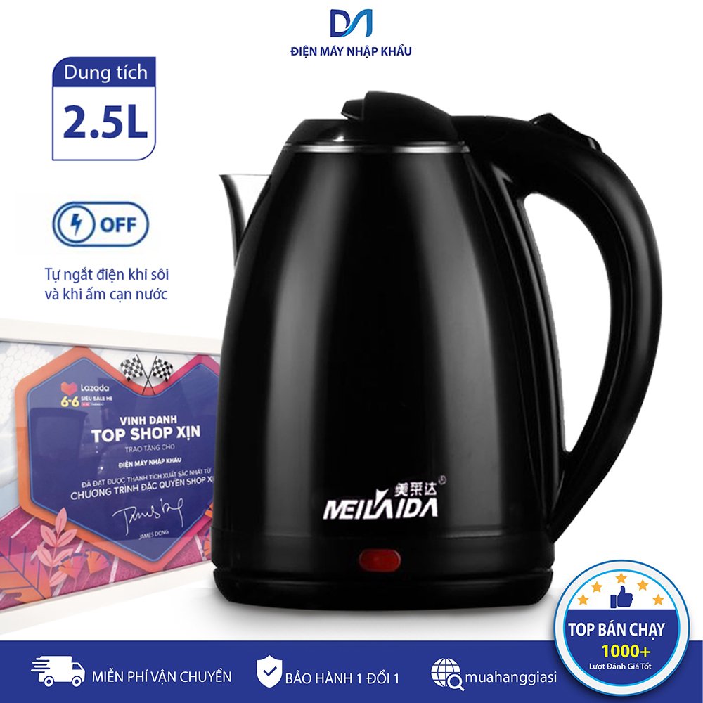 Bình đun siêu tốc cao cấp meilaida 2.0l cách nhiệt 2 lớp - lòng thép không gỉ cao cấp - vỏ nhựa pp an toàn - đế xoay 360 độ có thể nấu ở nhiều góc độ - bào hành 12 tháng