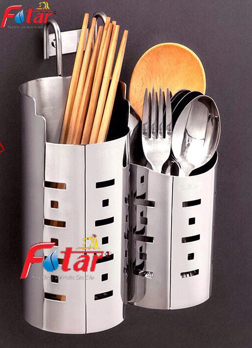 Ống đựng đũa muỗng bằng inox 304 ođ3 2 ngăn ống đũa 2 ngăn trơn tròn