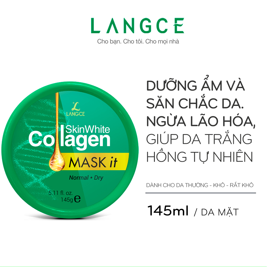 Mặt nạ dưỡng trắng collagen 145ml da khô - tem xanh langce