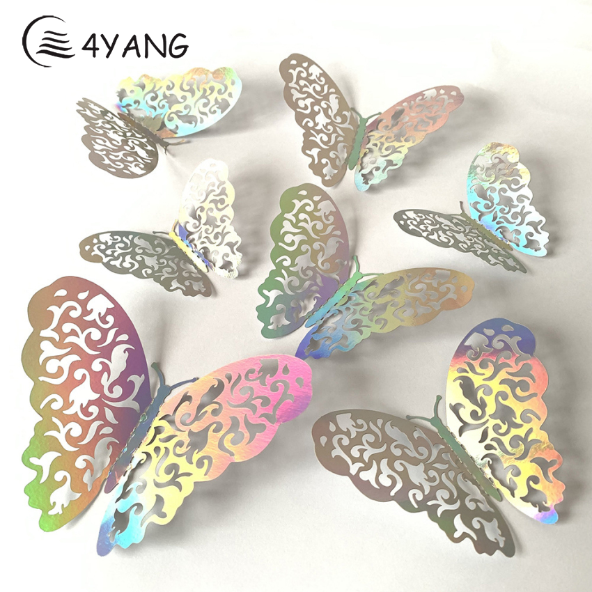 72 miếng dán tường hình bướm 3d, miếng dán gương hình bướm, đề can bướm giấy rỗng và miếng dán bướm đôi cánh lấp lánh cho phòng ngủ gia đình trang trí đám cưới