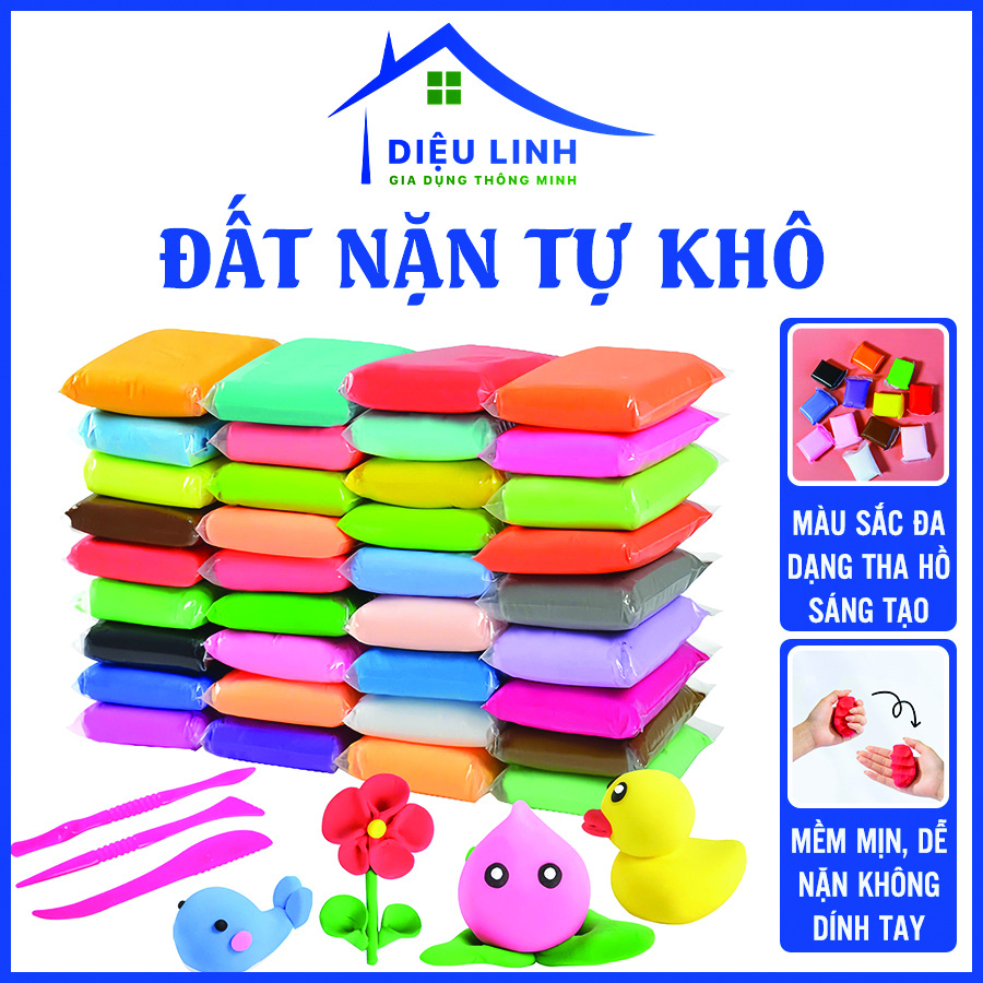  Đất Nặn Tự Khô 12 Màu An Toàn Cho Bé Không Dính Da Tay Không Mùi - Đất Sét Tạo Hình Tự Khô Siêu Nhẹ Dieulinhshop 