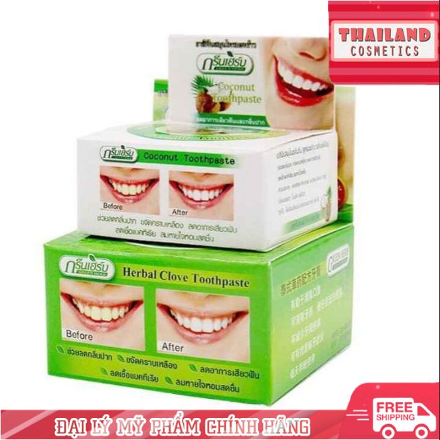 Thật 100% - Kem tẩy trắng răng Green Herb Thái Lan - 10.30