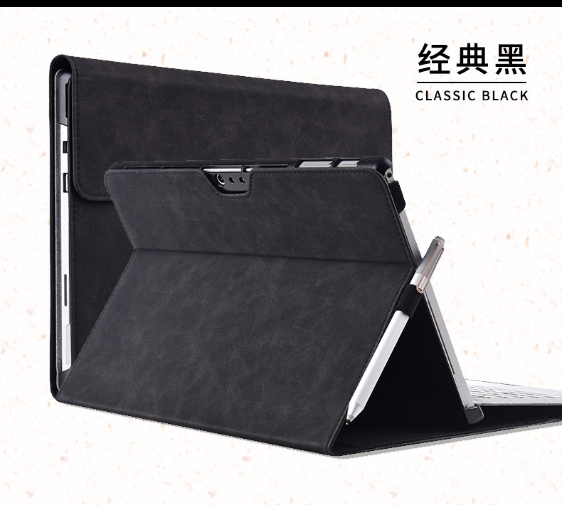 [Tặng Túi Đựng Sạc] Bao Da Surface Pro X, Pro 4,Pro 5,Pro 6, Pro 7, Pro 8 Màu Đen