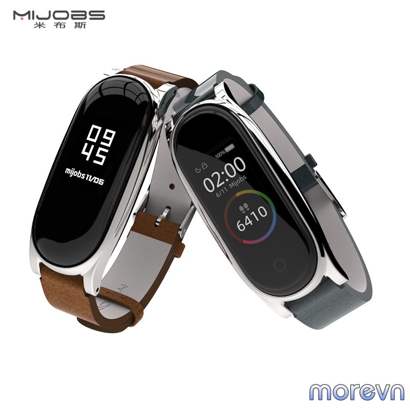 Dây Đeo Mi Band 4, Miband 3 Da Ngựa Viền Cong Plus  Mijobs - Dây Da Thay Thế Miband 4, Miband 3 Plus