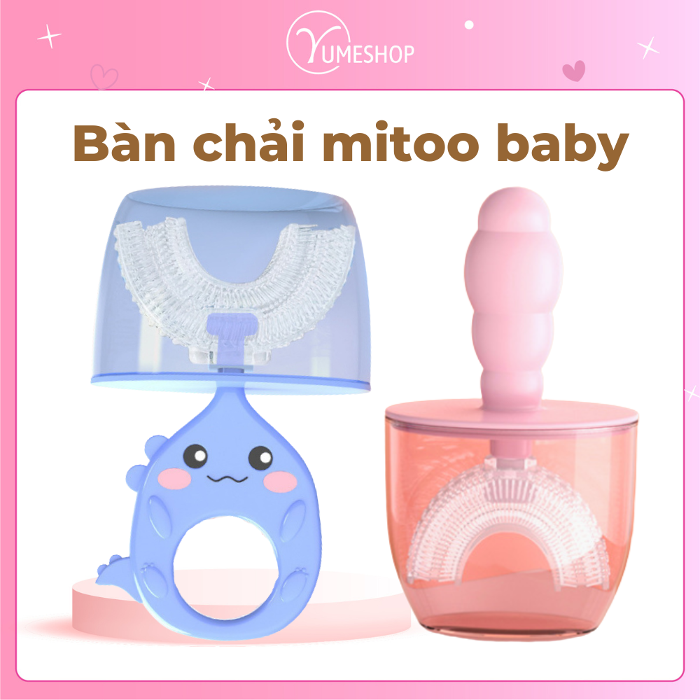 Bàn chải đánh răng cho bé chữ u siêu mềm Mitoo baby cho trẻ em từ 2 đến 6 tuổi, bàn chải trẻ em có vách ngăn an toàn, Tặng kèm cốc đánh răng bảo vệ đầu chải tiện lợi
