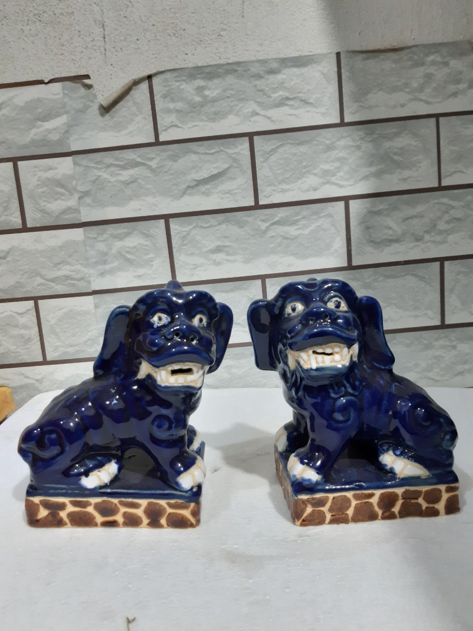 Cặp kỳ lân men xanh nhò c15*d22 cm
