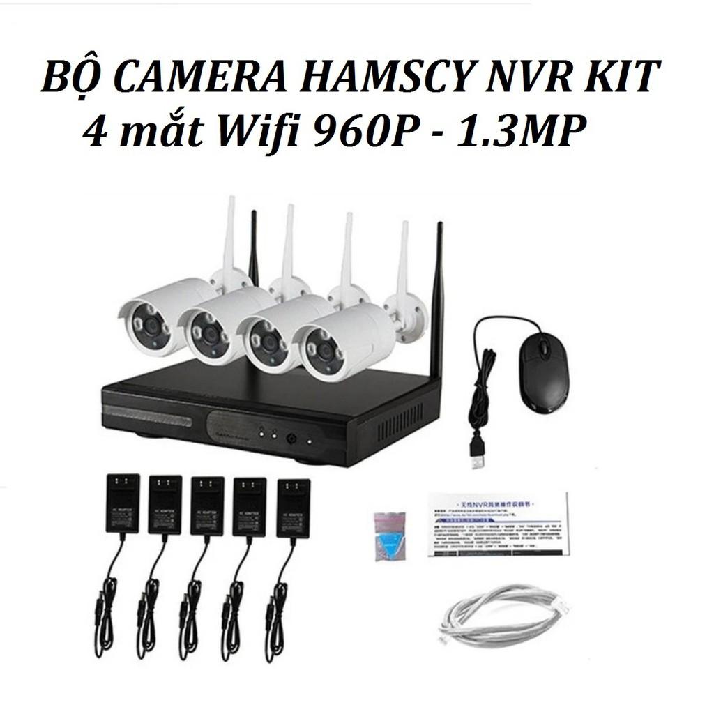 Bộ kit camera wifi 4 kit 960p + ổ cứng 500gb nvr quan sát ngày đêm shop aquahome