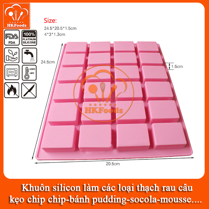 KHUÔN SILICON LÀM THẠCH RAU CÂU SOCOLA 24 Ô THANH CHOCOLATE