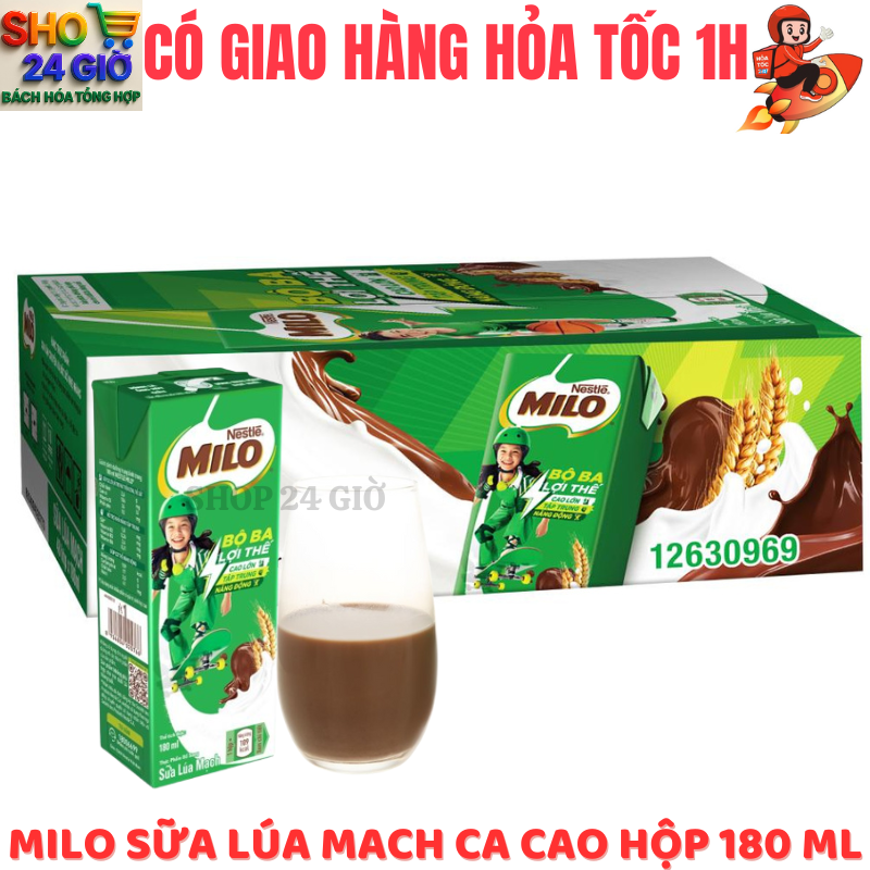 [ CHỈ GIAO CHO ĐƠN HỎA TỐC Ở HCM ] Sữa Milo Lúa Mạch  Có Đường Thùng 48 Hộp 180Ml