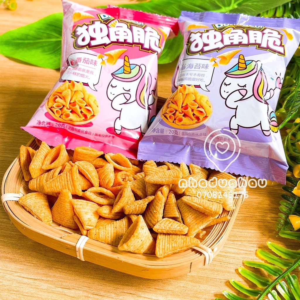 Lẻ Một Gói Snack/ Bimbim Xoắn Ốc Hình Ngựa Bảy Màu Unicorn Hongkong Gói Nhỏ 20Gam